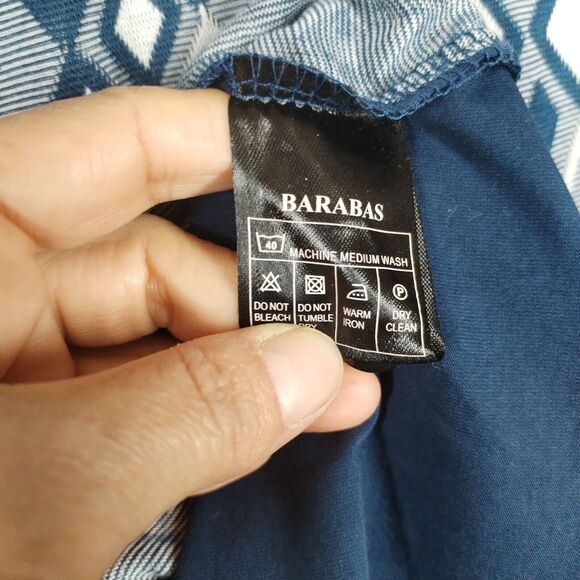 Barabas Men's Medium Shirt Polo Knit Casual Argyle Modern Golf Cotton Navy Blue - Picture 6 of 9